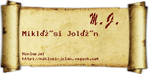 Miklósi Jolán névjegykártya